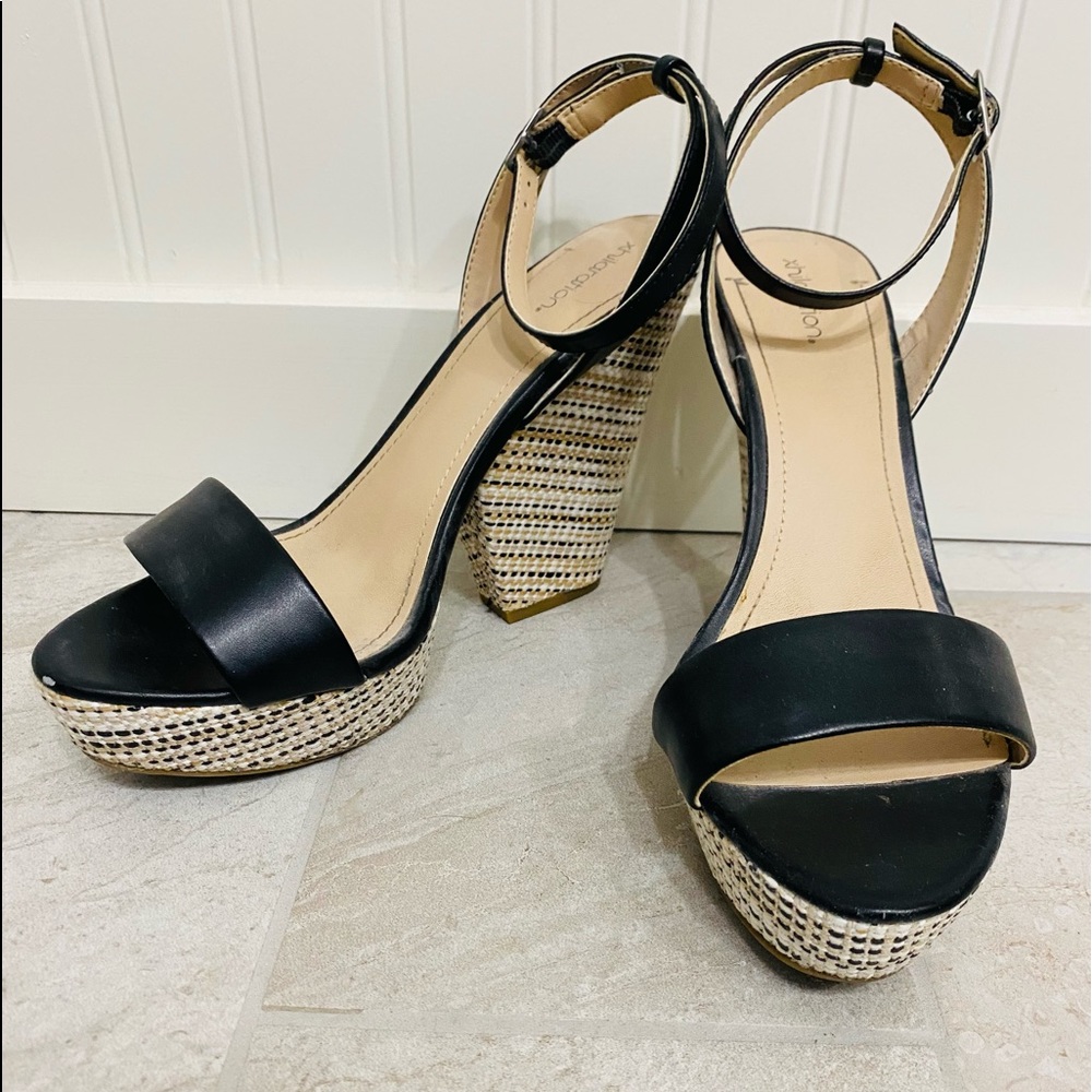 Xhilaration black wedge sandals like new